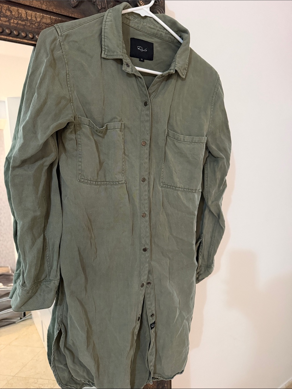 Rails Olive Button-Front Utility Shirt Jacket